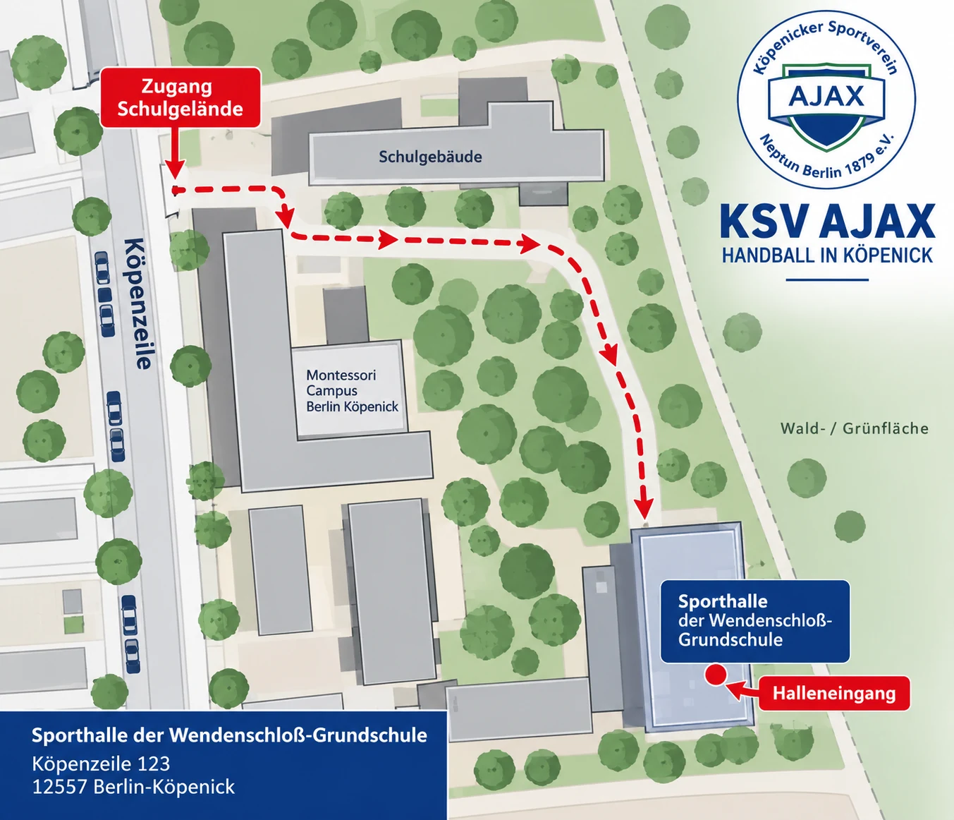 Lageplan Sporthalle Wendenschloß-Schule